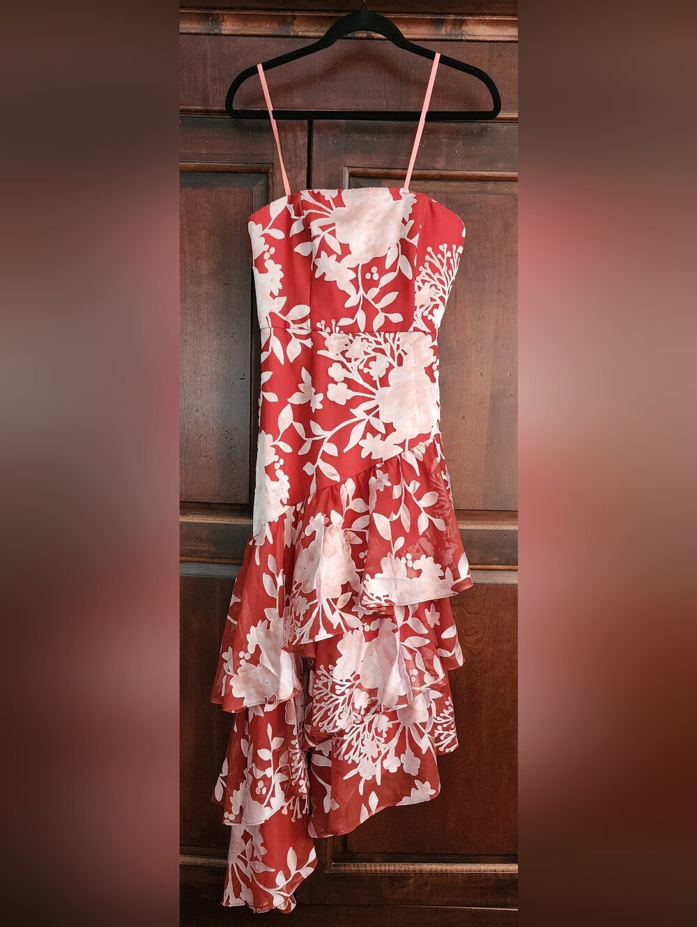Hutch Burnt Orange Floral Tiered Ruffle Dress